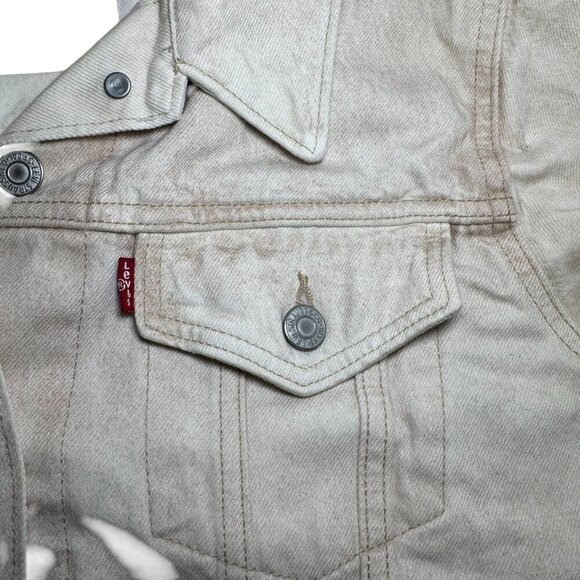 Levi’s Women Stone washed beige Cotton Denim Original Trucker Jacket NWT Large - Picture 11 of 12